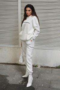 White Crew Neck Long Arm Without Accessories Cotton Elastic Trousers Comfortable Suit