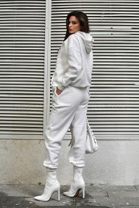 White Crew Neck Long Arm Without Accessories Cotton Elastic Trousers Comfortable Suit