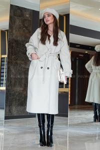 Light Grey Shirt Collar Long Arm Coat