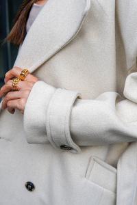 Light Grey Shirt Collar Long Arm Coat