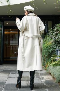 Light Grey Shirt Collar Long Arm Coat