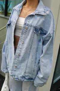 Ice Blue Shirt Collar Long Arm Denim Denim Jacket