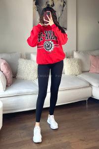 Red Hood Neck Reglan Sleeveless Arm Unprinted Sweatshirt
