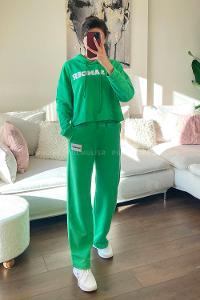 Green Crew Neck Long Arm Without Accessories Cotton Elastic Trousers Comfortable Suit
