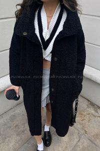 Black Shirt Collar Long Arm Coat