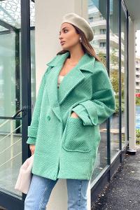 Grassgreen Shirt Collar Long Arm Coat