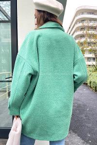 Grassgreen Shirt Collar Long Arm Coat
