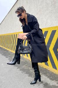 Black Long Arm Without Accessories Cotton Fabric Trench Coat