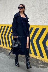 Black Long Arm Without Accessories Cotton Fabric Trench Coat