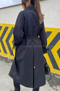 Black Long Arm Without Accessories Cotton Fabric Trench Coat