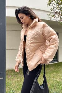 Beige Shirt Collar Long Arm Coat