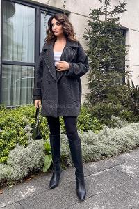 Black Shirt Collar Long Arm Coat