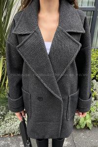 Black Shirt Collar Long Arm Coat