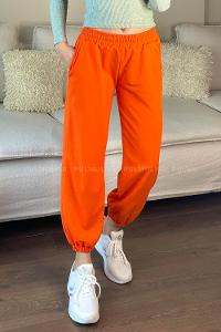 Orange Elastic Trousers Elastic Waist Regular Cut Bottom Tracksuit