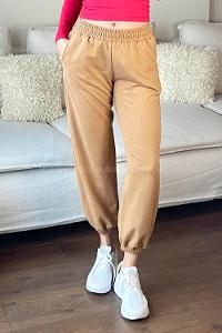 Brown With Milk Elastic Trousers Elastic Waist Regular Cut Bottom Tracksuit