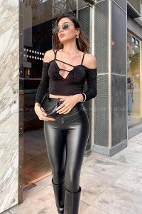 Black Normal Neck Zero Arm Knitwear Crop