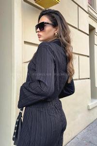 Black Crew Neck Long Arm Without Accessories Cotton Elastic Trousers Comfortable Suit