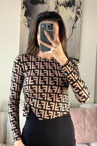 Brown Crew Neck Long Arm Combed Fabric Body