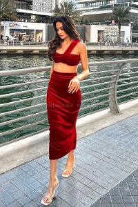 Claret Red Crew Neck Long Arm Without Accessories Cotton Elastic Trousers Comfortable Suit