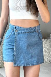 Light Blue Denim Unprinted High Waist Sort