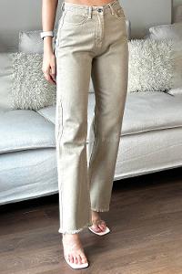 Beige Denim High Waist Denim Pants