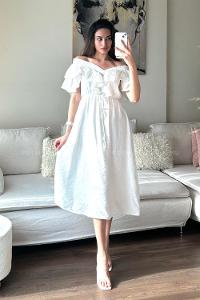 White Normal Neck Cotton Fabric Unprinted Dresess