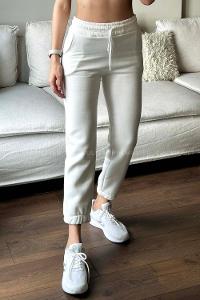 White Regular Trousers High Waist Regular Cut Bottom Tracksuit