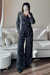 Black Crew Neck Long Arm Without Accessories Cotton Elastic Trousers Comfortable Suit