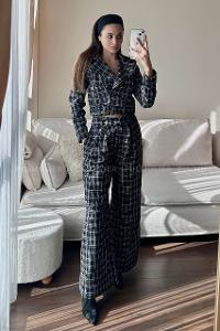 Black Crew Neck Long Arm Without Accessories Cotton Elastic Trousers Comfortable Suit