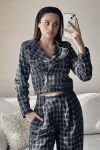 Black Crew Neck Long Arm Without Accessories Cotton Elastic Trousers Comfortable Suit