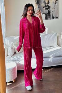 Fuchsia Shirt Collar Long Arm Without Accessories Cotton Fabric Regular Trousers Comfortable Suit