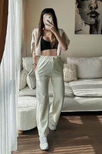 White Regular Trousers High Waist Regular Cut Bottom Tracksuit