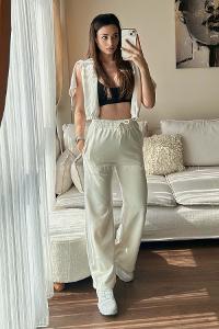 White Regular Trousers High Waist Regular Cut Bottom Tracksuit