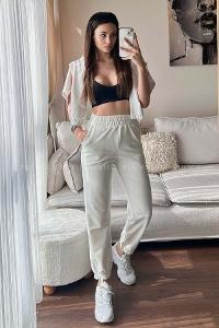 White Regular Trousers High Waist Regular Cut Bottom Tracksuit