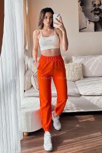 Orange Regular Trousers High Waist Regular Cut Bottom Tracksuit