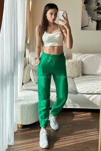 Green Regular Trousers High Waist Regular Cut Bottom Tracksuit