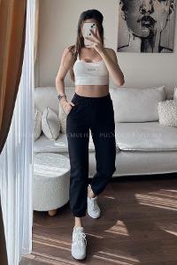 Black Regular Trousers High Waist Regular Cut Bottom Tracksuit
