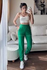 Green Regular Trousers High Waist Regular Cut Bottom Tracksuit