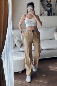 Camel Regular Trousers High Waist Regular Cut Bottom Tracksuit