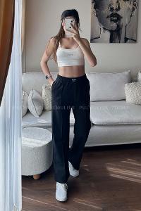 Black Regular Trousers High Waist Regular Cut Bottom Tracksuit