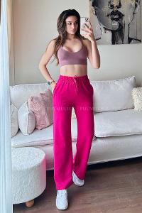 Fuchsia Regular Trousers High Waist Regular Cut Bottom Tracksuit