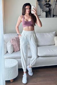 White Regular Trousers High Waist Regular Cut Bottom Tracksuit