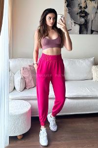 Fuchsia Regular Trousers High Waist Regular Cut Bottom Tracksuit