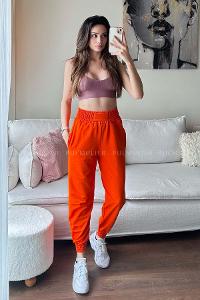 Orange Regular Trousers High Waist Regular Cut Bottom Tracksuit