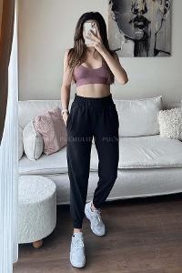 Black Regular Trousers High Waist Regular Cut Bottom Tracksuit