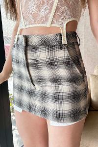 Beige Viscose Fabric Unprinted High Waist Sort