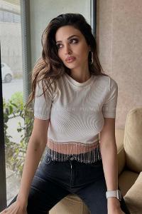 White Crew Neck Zero Arm Knitwear Crop