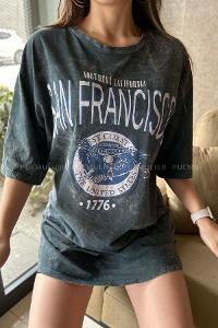 Gray Medium Crew Neck Short Arm Cotton Fabric Printed T-shirt