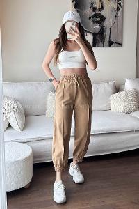 Camel Regular Trousers High Waist Regular Cut Bottom Tracksuit