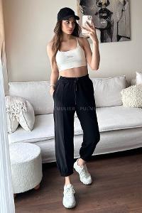 Black Regular Trousers High Waist Regular Cut Bottom Tracksuit